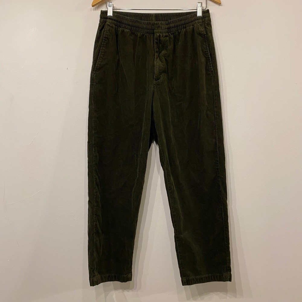 Uniqlo Olive Green Corduroy Elastic Waist Minimalist Capsule Ankle Pants Medium